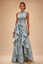 Jacquard A-Line/Princess V-Neck Floor-Length Mother of the Bride & Groom Dresses with Ruched Waist & Pockets (SHI22501298)