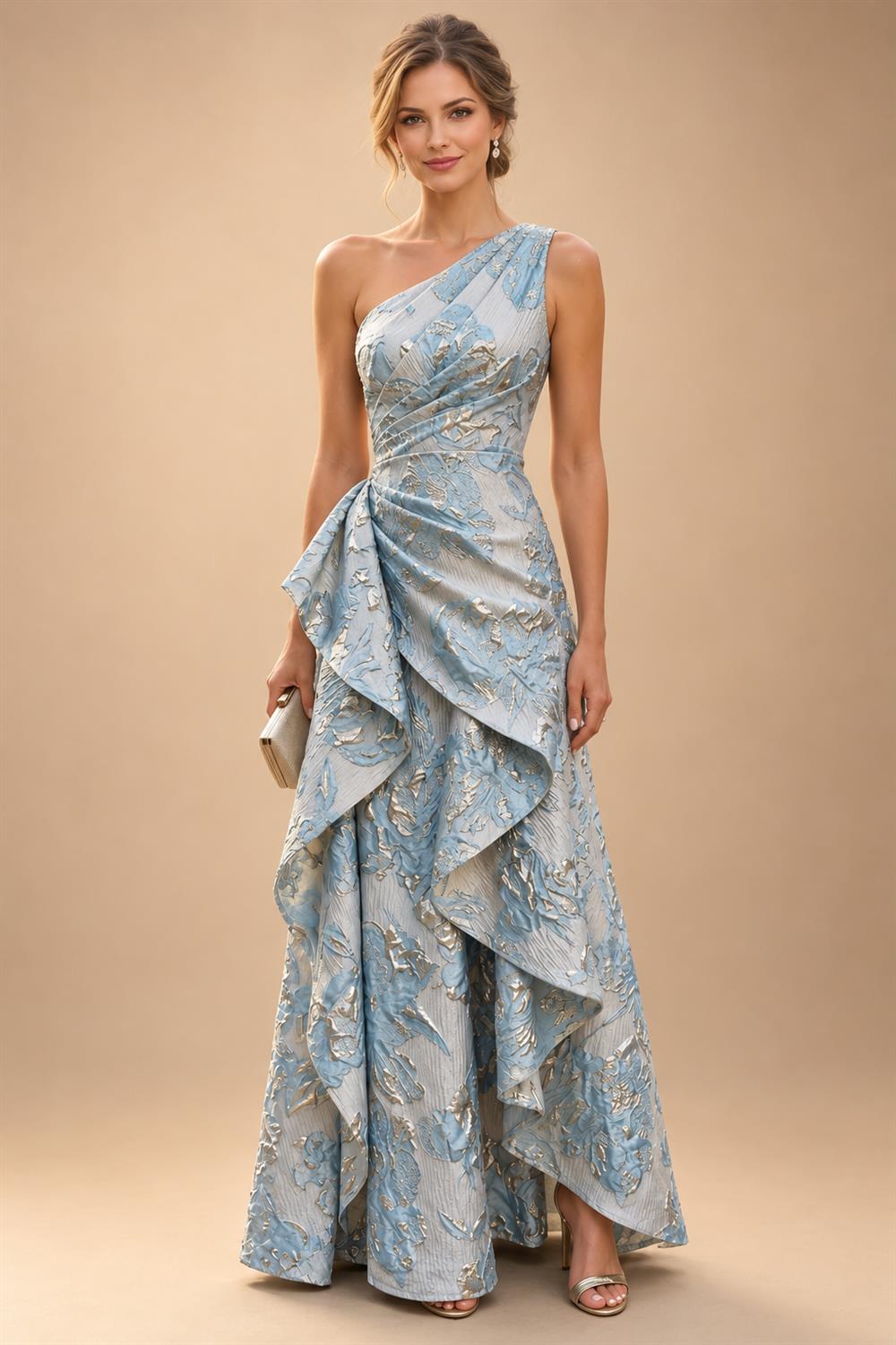 A-Line/Princess V-Neck Floor-Length Mother of the Bride & Groom Dresses with Ruffles & Ruched Waist (SHI22501284)