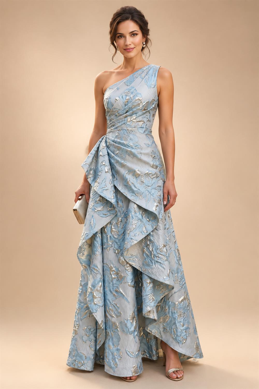 Sheath/Column Strapless Stretch Jersey Maxi Mother of the Bride & Groom Dresses with 3D Flowers & Slit (SHI22501694)