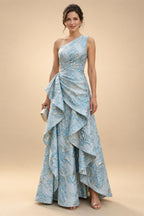 A-Line/Princess V-Neck Chiffon Maxi Mother of the Bride & Groom Dresses with Side Sash, Sweep Train & Ruched Bodice (SHI22501629)