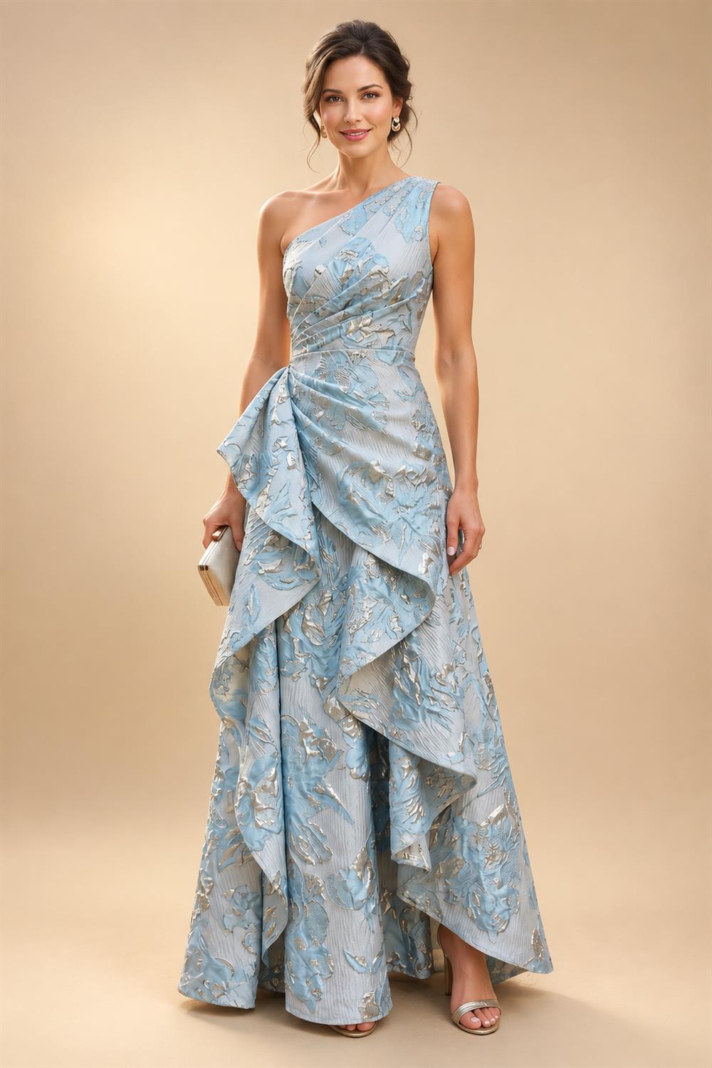 Chiffon Sheath/Column V-Neck Floor-Length Mother of the Bride & Groom Dresses with Lace Embroidery Bodice & Ruched Waist (SHI22501510)