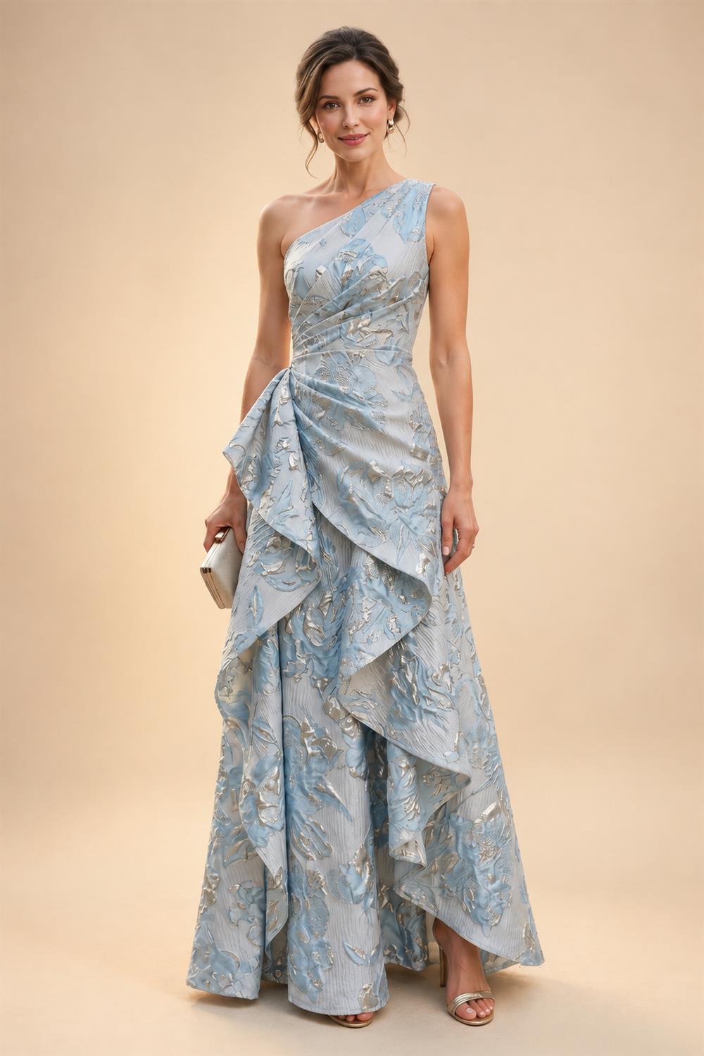 A-Line/Princess Halter Lace Appliques Tea-Length Mother of the Bride & Groom Dresses with 3D Flowers & Ruched Waist (SHI23001321)