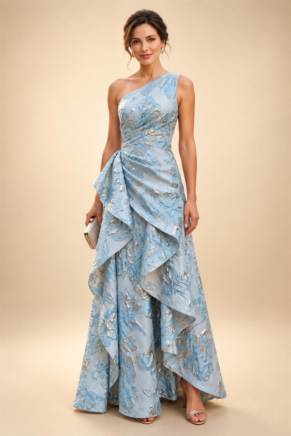 A-Line/Princess Scoop Neck Satin High-Low Mother of the Bride & Groom Dresses with Ruffles & Bow (SHI22501630)