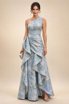 Sheath/Column V-Neck Stretch Jersey Maxi Mother of the Bride & Groom Dresses with Ruffles & Slit (SHI22501648)