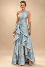 Jacquard A-Line/Princess V-Neck Floor-Length Mother of the Bride & Groom Dresses with Belt (SHI22500943)