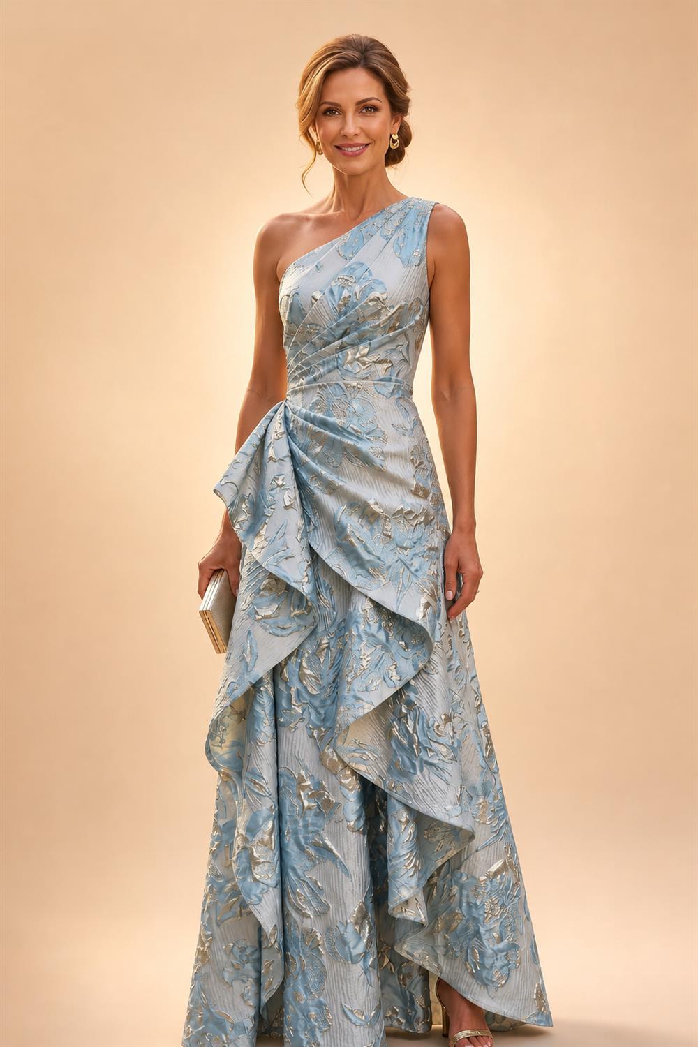 A-Line/Princess V-Neck Chiffon Floor-Length Mother of the Bride & Groom Dresses with Lace Appliques, Sequin & Ruffles (SHI22501608)