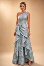 A-Line Floor Length One Shoulder Long Mother of the Bride Dresses with Lace (SHI22500179)