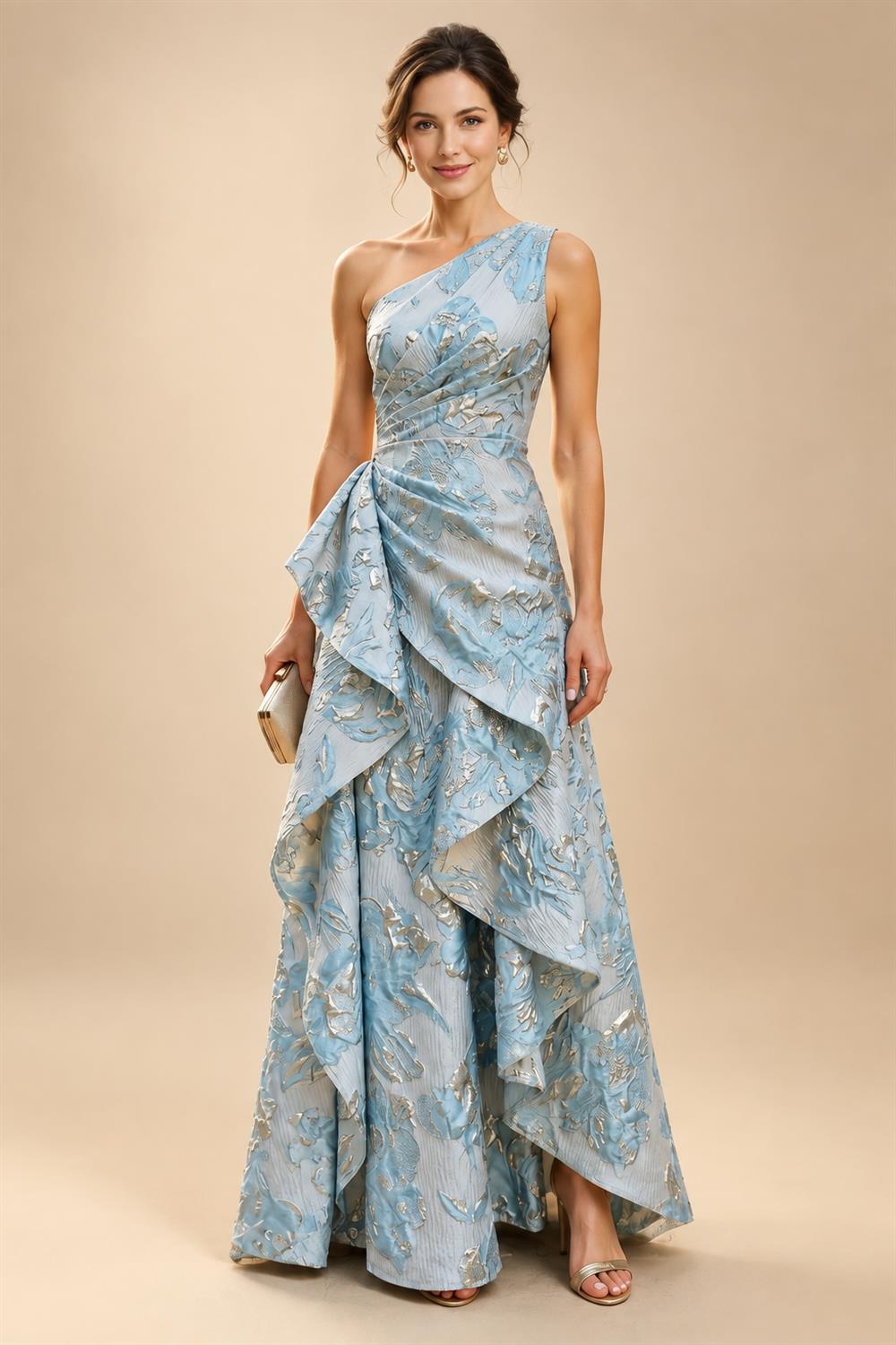 A-Line/Princess V-Neck Chiffon Maxi Mother of the Bride & Groom Dresses with Rhinestones & Pleats (SHI22501693)