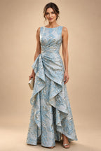Floral Print A-Line/Princess Scoop Neck Floor-Length Mother of the Bride & Groom Dresses with Pockets (SHI22500916)