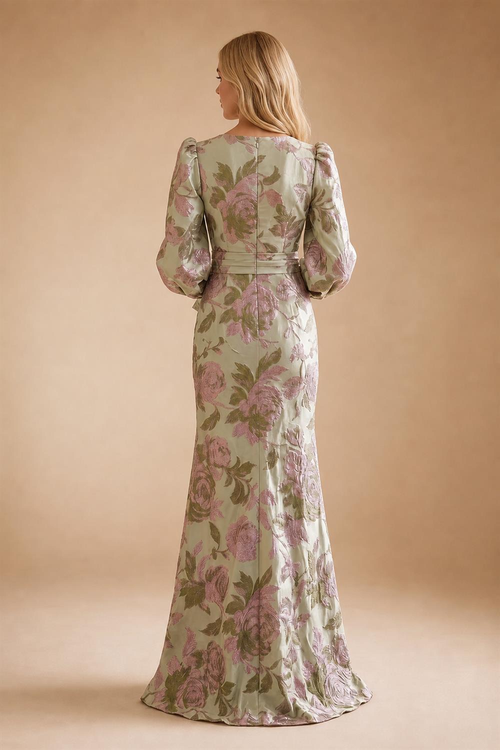 Sheath/Column Off Shoulder Stretch Jersey Floor-Length Mother of the Bride & Groom Dresses with Lace Appliques Sleeves & Slit (SHI22501550)