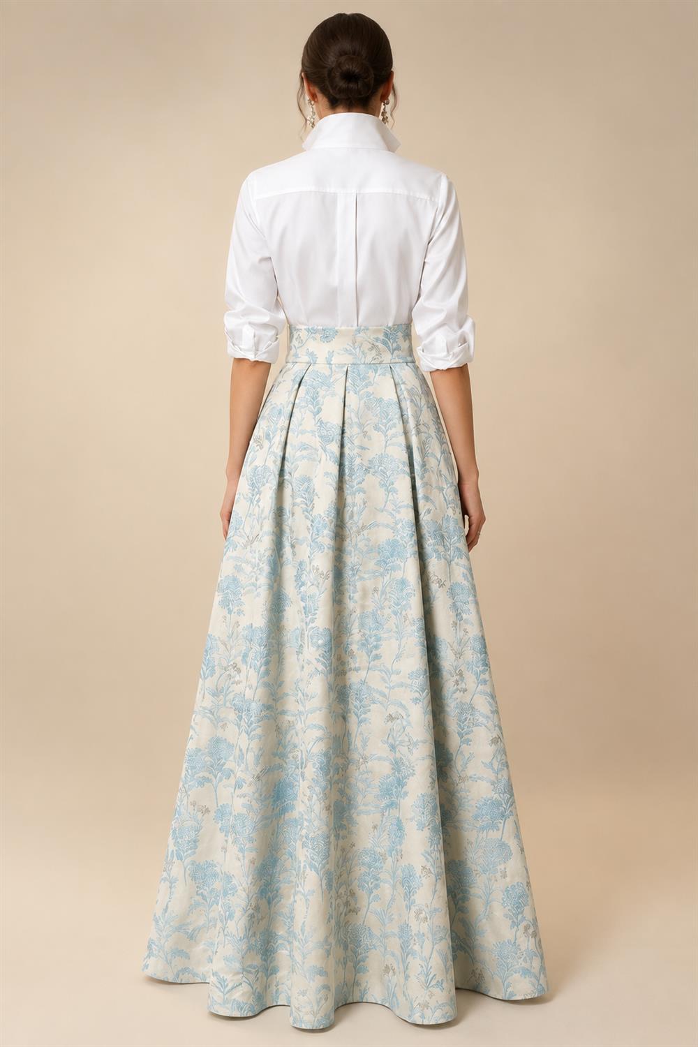 Jacquard A-Line/Princess V-Neck Floor-Length Mother of the Bride & Groom Dresses with Belt (SHI22500943)
