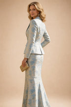 Jacquard Sheath/Column V-Neck Tea-Length Mother of the Bride & Groom Dresses for Women (SHI22501292)