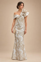 Sheath Floral Jacquard Off Shoulder Mother of the Bride & Groom Dresses with Flower (SHI22500777)