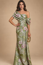 Sheath Satin Jacquard Off Shoulder Floor-Length Mother of the Bride & Groom Dresses (SHI22500823)