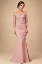 Satin Scoop Neck Mother of the Bride & Groom Dresses with 3D Flower (SHI22500338)