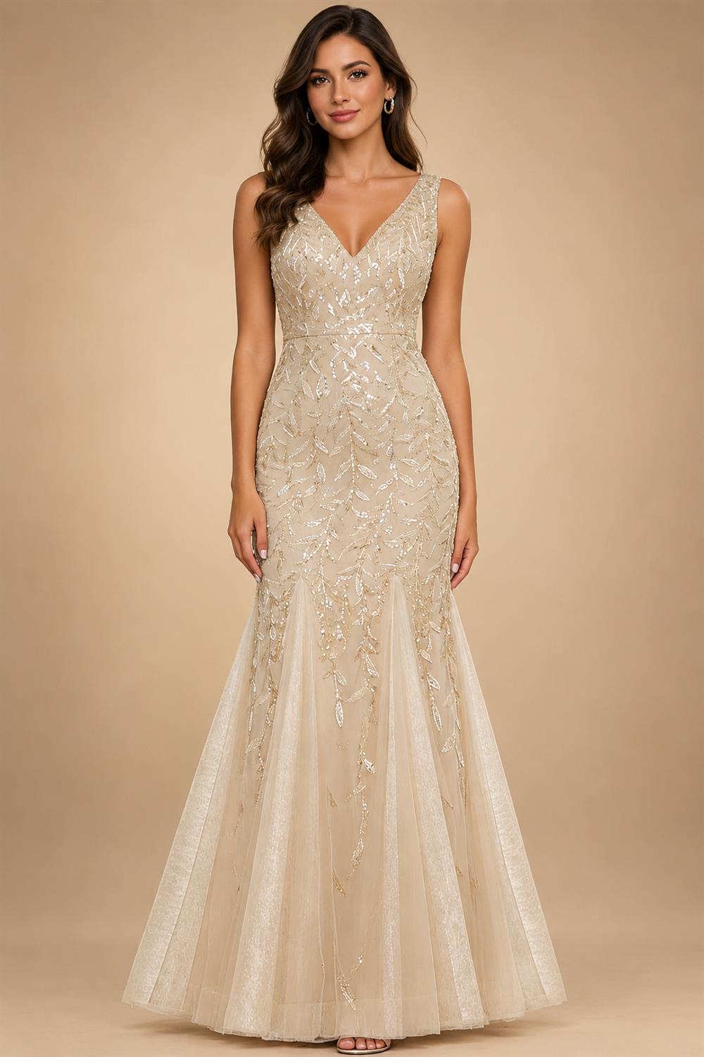 A-Line Chiffon Pleated Long Mother of the Bride & Groom Dresses with 3/4 Flutter Sleeves & Sequin Waist (SHI22500702)