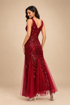 A-Line Chiffon Pleated Long Mother of the Bride & Groom Dresses with 3/4 Flutter Sleeves & Sequin Waist (SHI22500702)