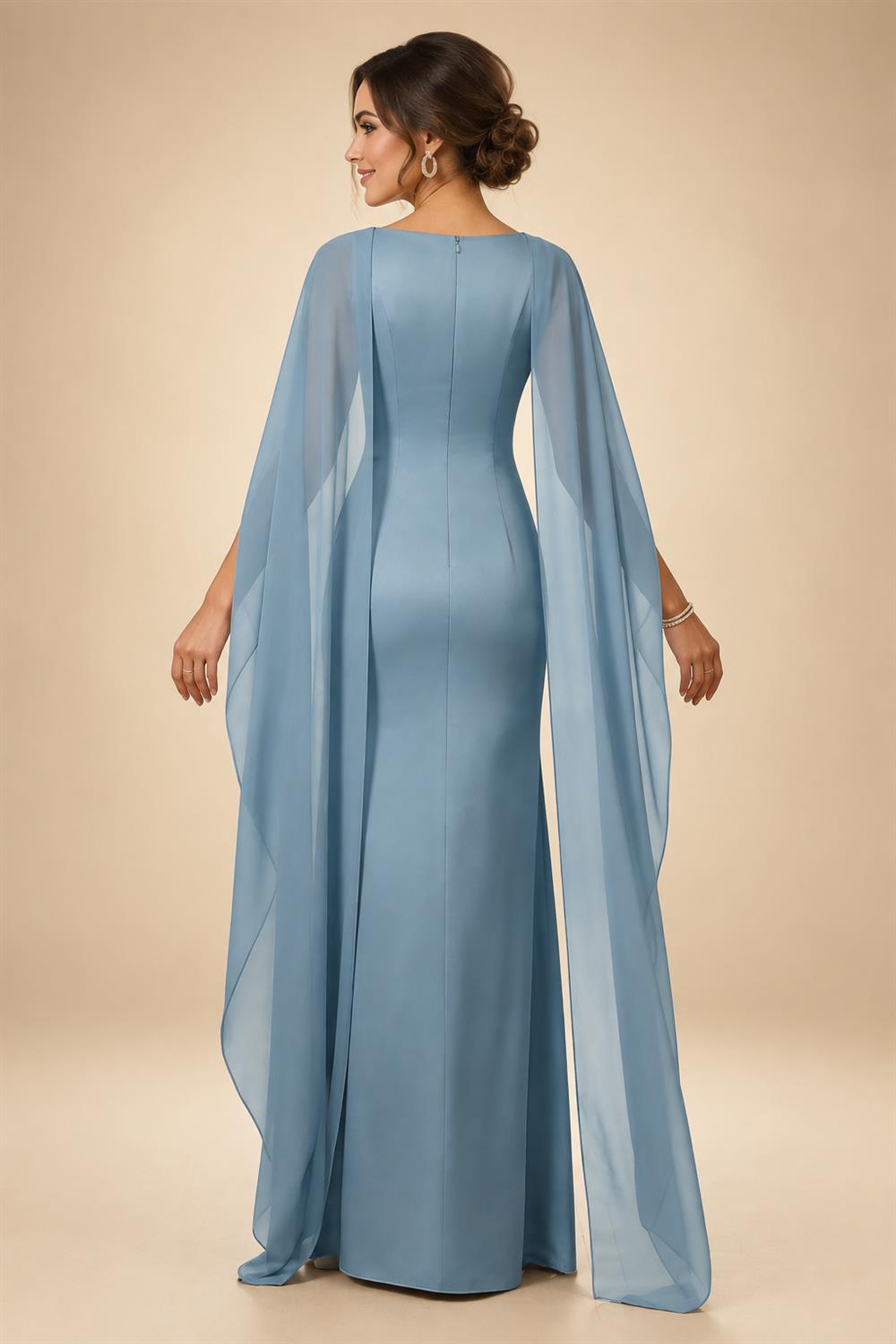 V Neck Satin Pleated Mermaid Mother of the Bride Dresses (SHIR1110589)
