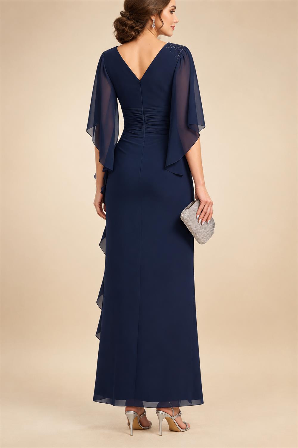 Sheath Silk Off Shoulder Ruched Maxi Mother of the Bride & Groom Dresses (SHI22500808)