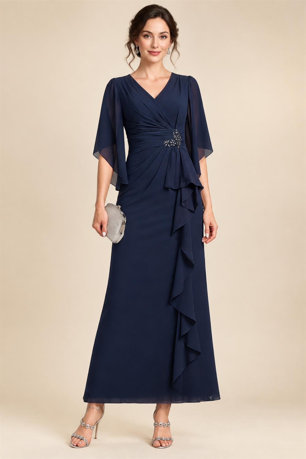 Sheath Silk Off Shoulder Ruched Maxi Mother of the Bride & Groom Dresses (SHI22500808)