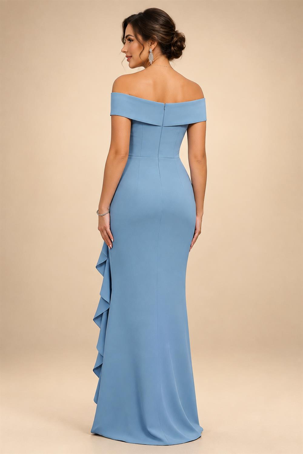 Jacquard A-Line/Princess V-Neck Tea-Length Mother of the Bride & Groom Dresses with Ruched Waist (SHI22501056)