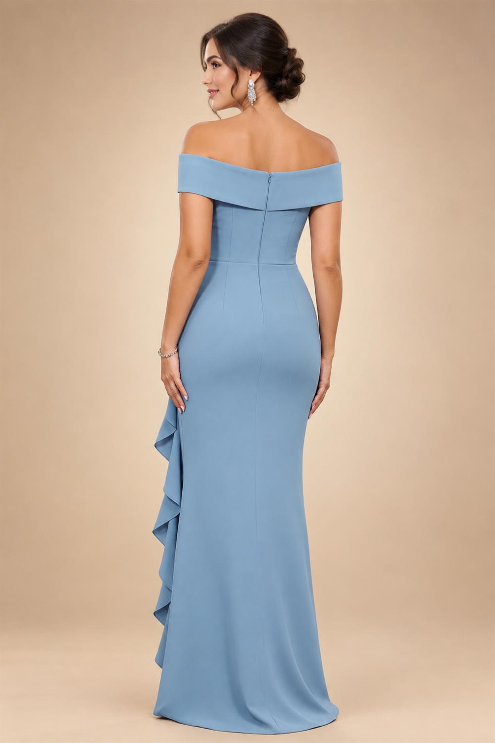 Jacquard A-Line/Princess V-Neck Tea-Length Mother of the Bride & Groom Dresses with Ruched Waist (SHI22501056)