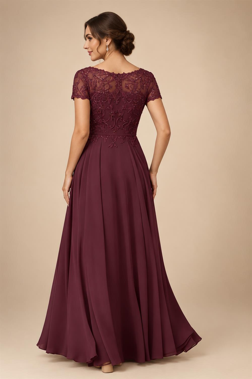 A-Line Chiffon Floral Print 3/4 Cape Sleeves Tiered Mother of the Bride & Groom Dresses with Beaded Waist Embellishment (SHI22500669)