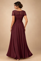 A-Line Chiffon Floral Print 3/4 Cape Sleeves Tiered Mother of the Bride & Groom Dresses with Beaded Waist Embellishment (SHI22500669)