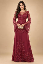 A-Line Chiffon Floral Print 3/4 Cape Sleeves Tiered Mother of the Bride & Groom Dresses with Beaded Waist Embellishment (SHI22500669)