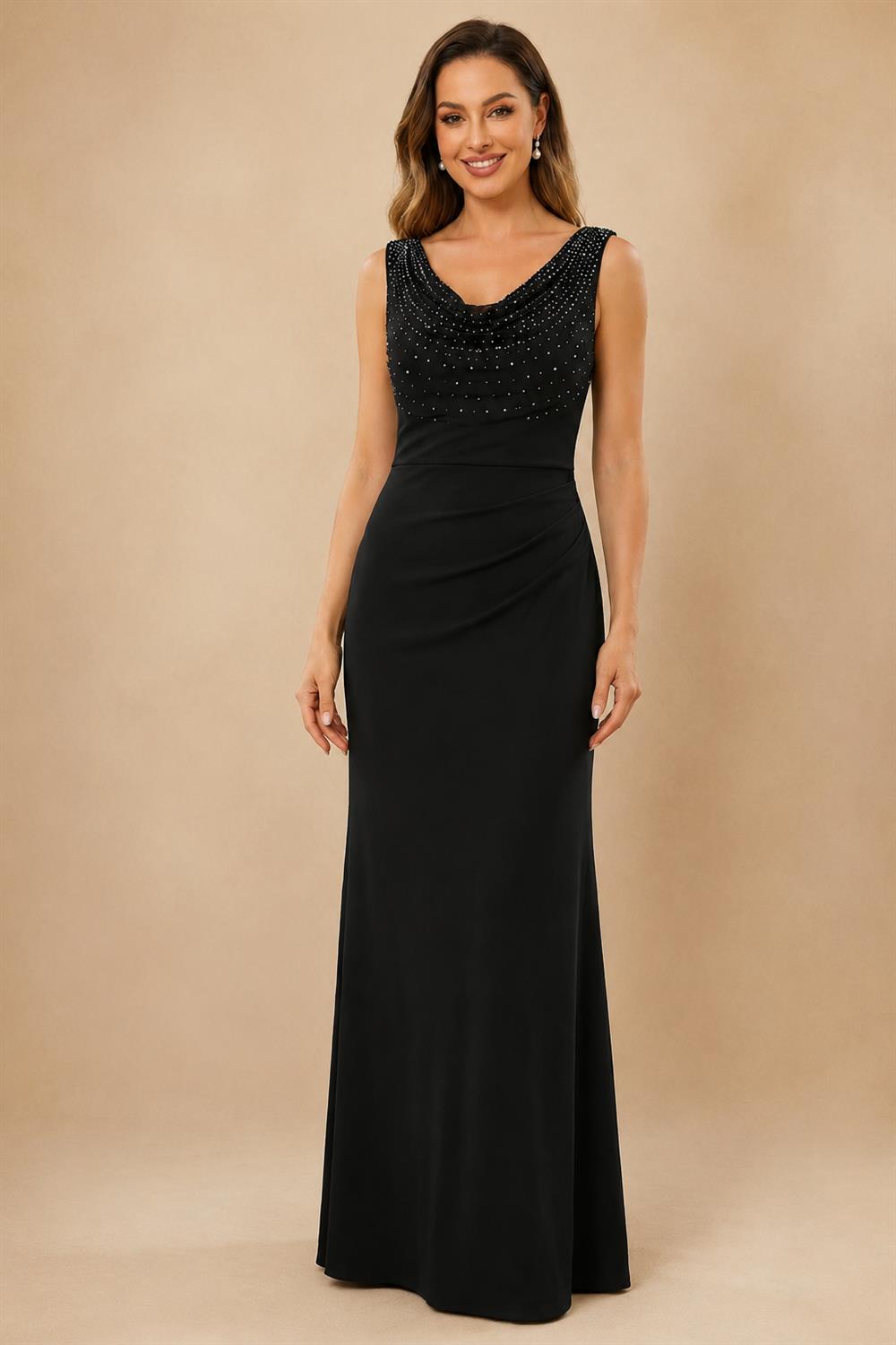 V Neck Satin Pleated Mermaid Mother of the Bride Dresses (SHIR1110589)