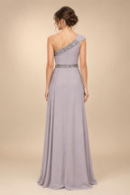 Chiffon A-Line/Princess One Shoulder Floor-Length Mother of the Bride & Groom Dresses with Ruffles & Ruched Waist (SHI22501248)