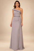 Chiffon A-Line/Princess One Shoulder Floor-Length Mother of the Bride & Groom Dresses with Ruffles & Ruched Waist (SHI22501248)