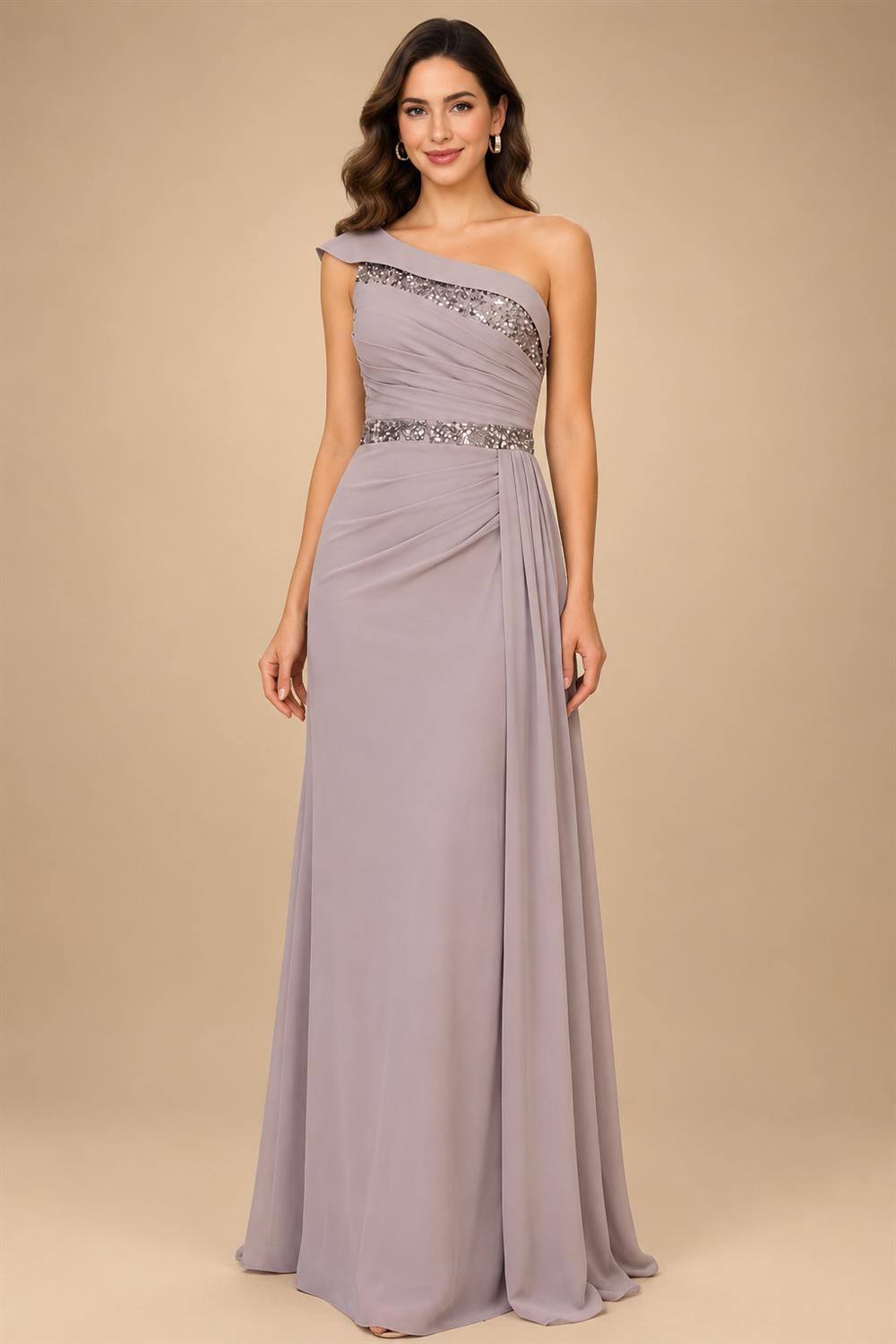 A-Line Pleated Chiffon One Shoulder Floor-Length Mother of the Bride & Groom Dresses (SHI22500625)