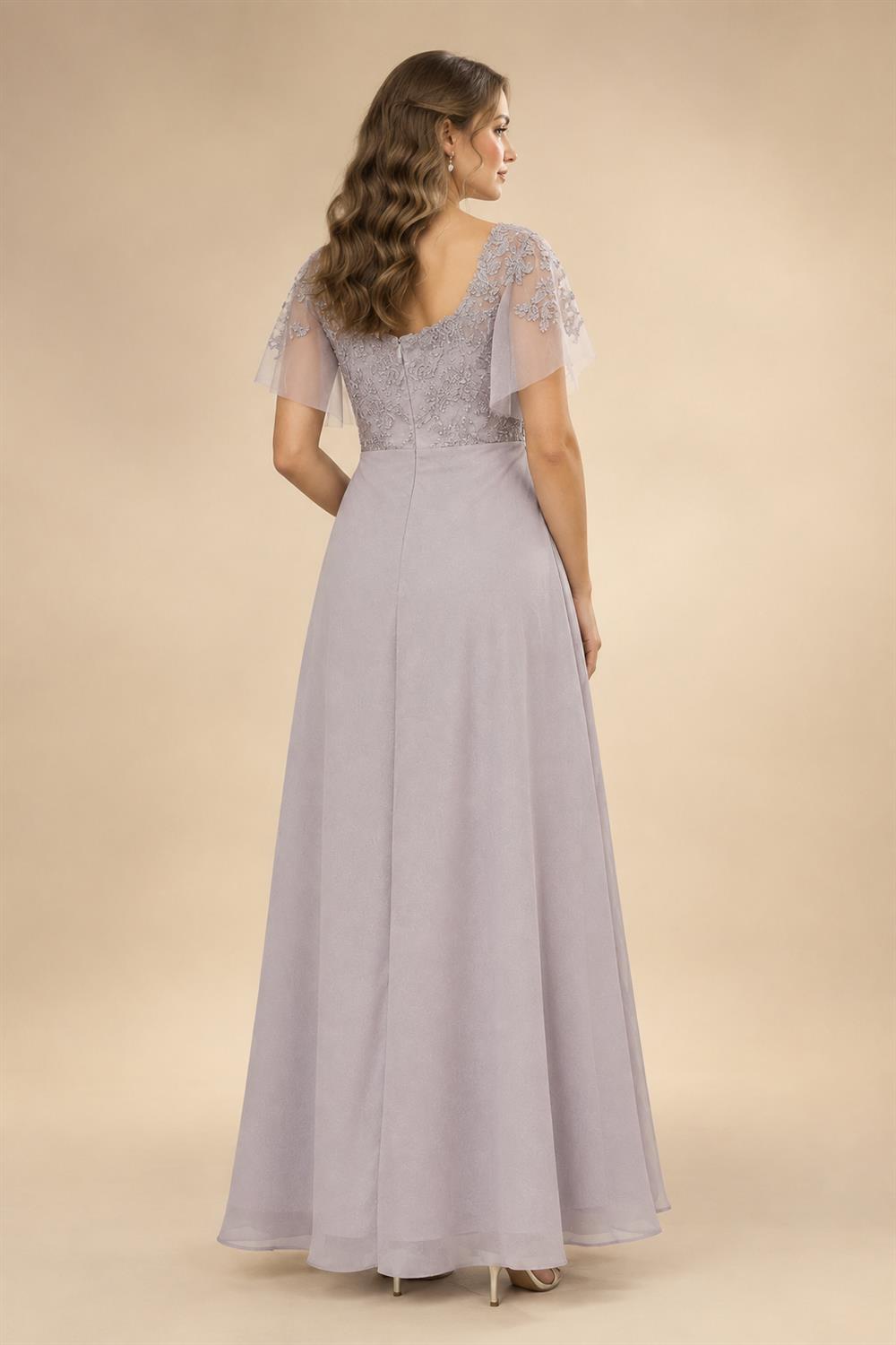 3/4 Sleeve Round Neck A-Line Midi Chiffon Mother of the Bride Dresses with Jacket (SHI22500386)