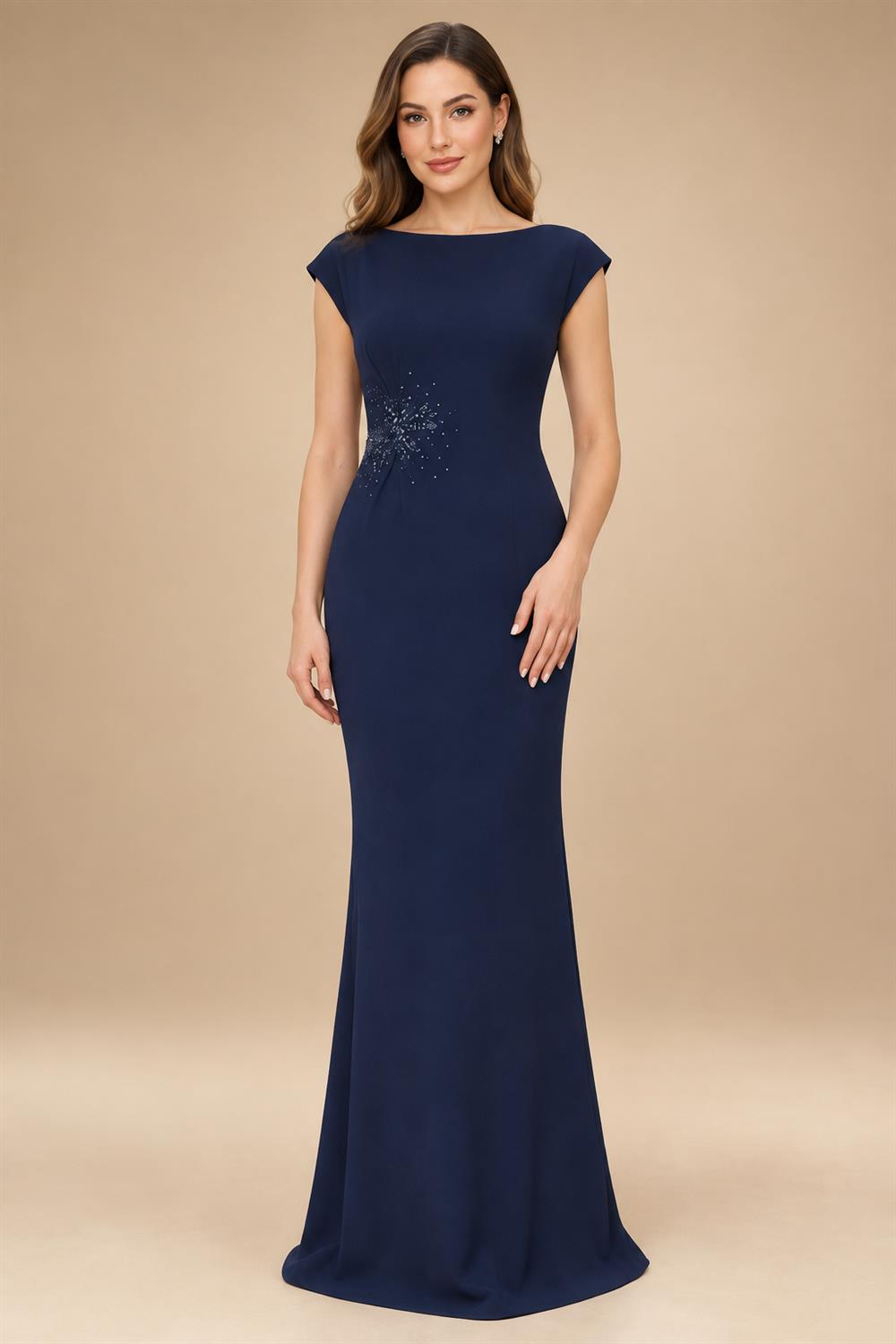 A-Line Chiffon Cape Sleeves Floor-Length Mother of the Bride & Groom Dresses with Floral Sequin Bodice (SHI22500691)