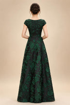 Satin V Neck Floral Print A Line Mother of the Bride Dresses (SHIR1110445)
