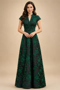 Satin V Neck Floral Print A Line Mother of the Bride Dresses (SHIR1110445)