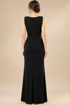 V Neck Satin Pleated Mermaid Mother of the Bride Dresses (SHIR1110589)
