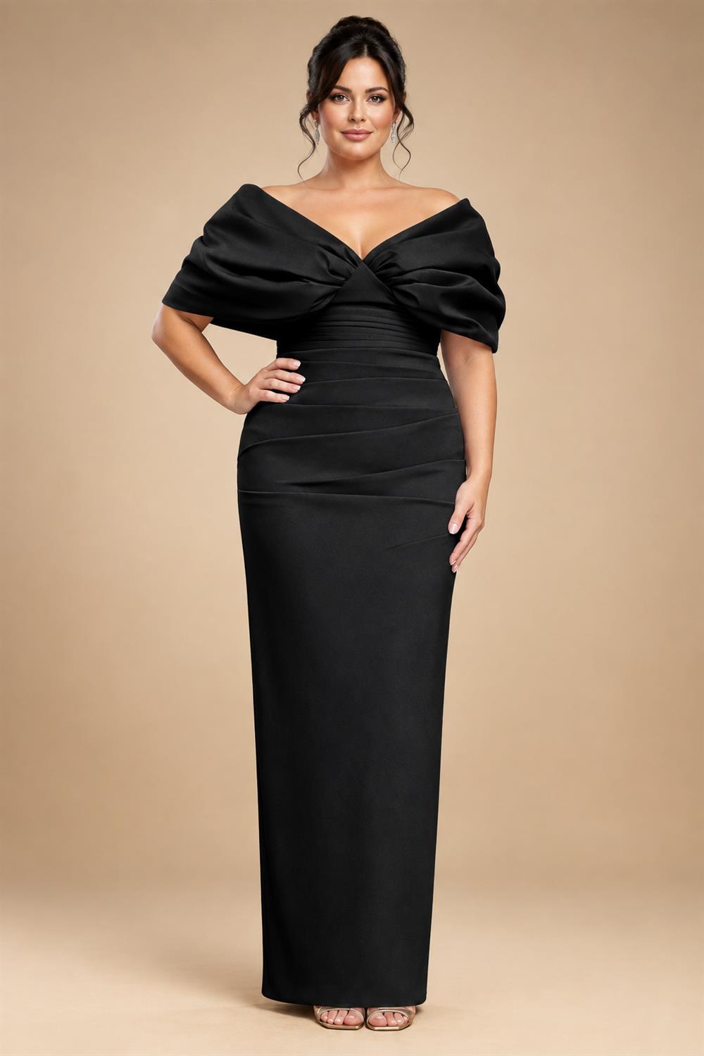 V Neck Satin Pleated Mermaid Mother of the Bride Dresses (SHIR1110589)