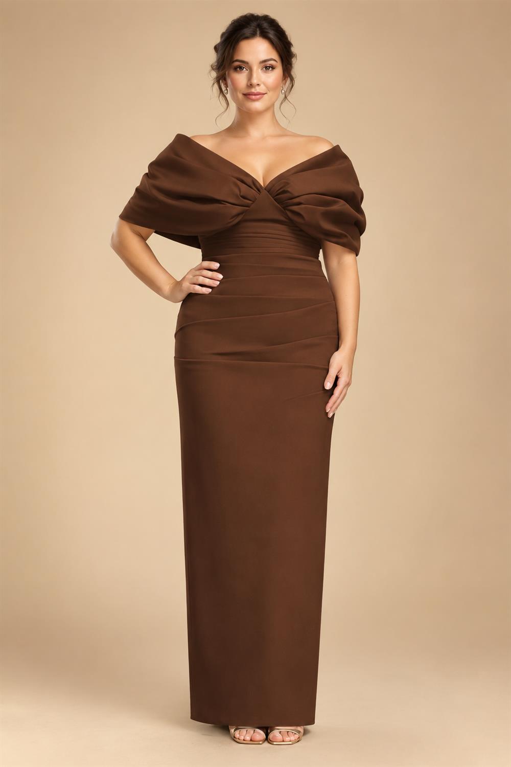V Neck Satin Pleated Mermaid Mother of the Bride Dresses (SHIR1110589)