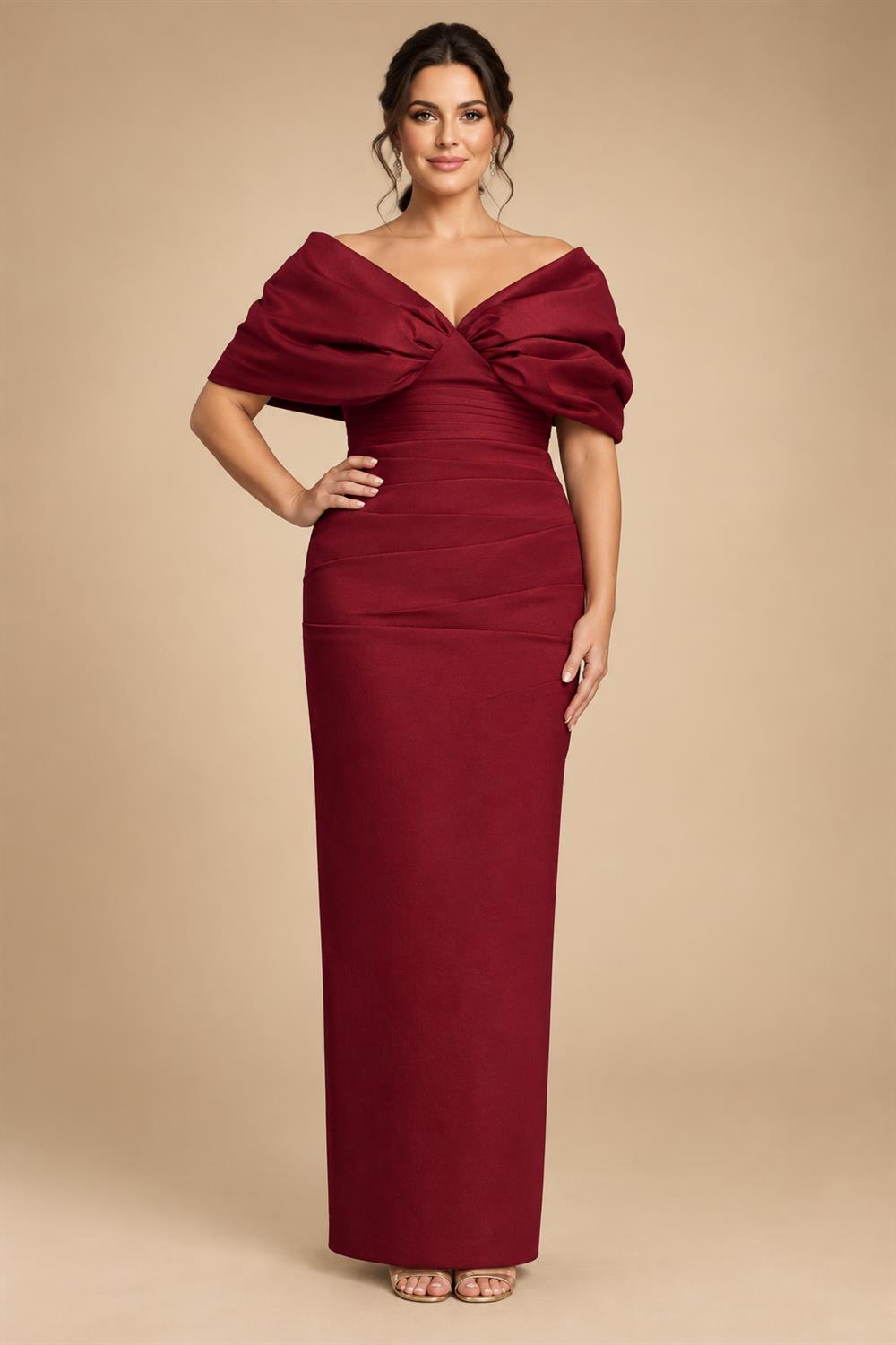 V Neck Satin Pleated Mermaid Mother of the Bride Dresses (SHIR1110589)