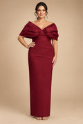 V Neck Satin Pleated Mermaid Mother of the Bride Dresses (SHIR1110589)