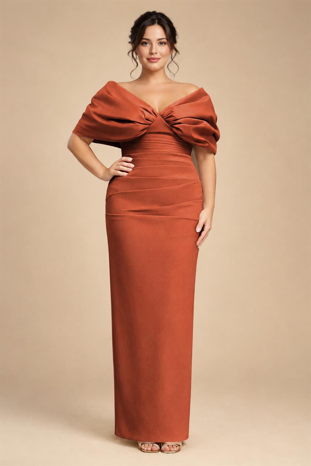 V Neck Satin Pleated Mermaid Mother of the Bride Dresses (SHIR1110589)