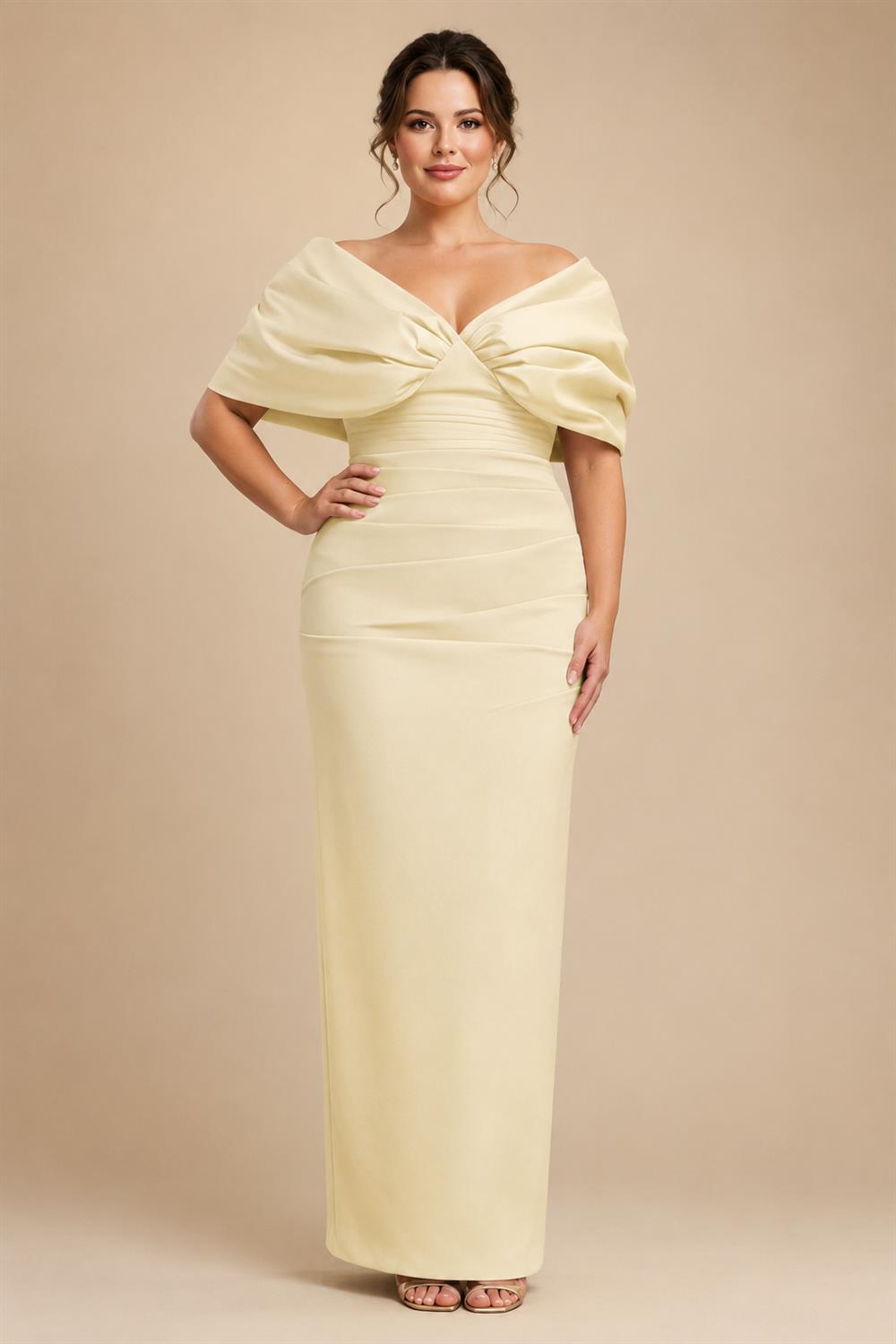 V Neck Satin Pleated Mermaid Mother of the Bride Dresses (SHIR1110589)