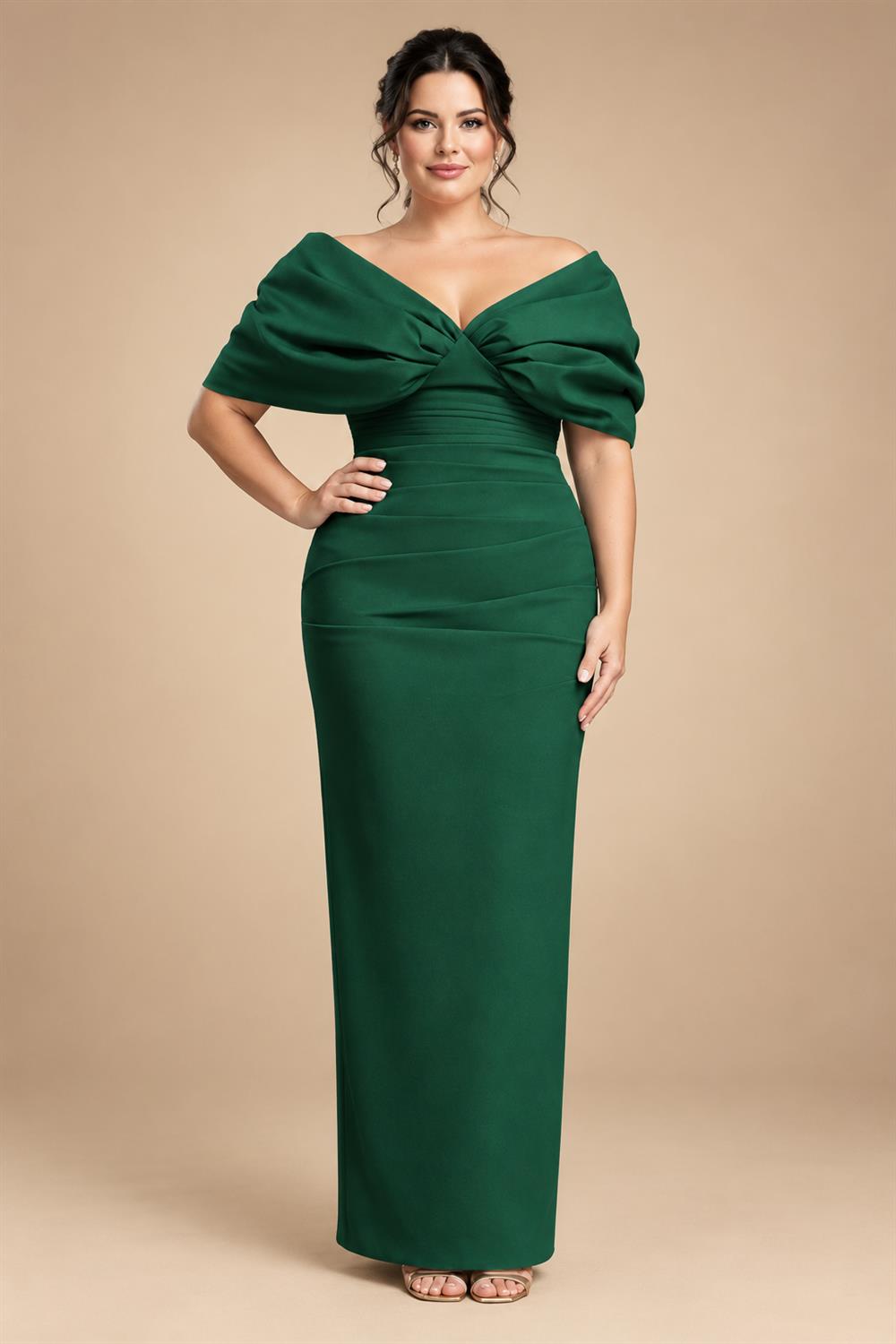 V Neck Satin Pleated Mermaid Mother of the Bride Dresses (SHIR1110589)