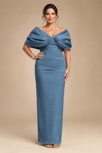 V Neck Satin Pleated Mermaid Mother of the Bride Dresses (SHIR1110589)