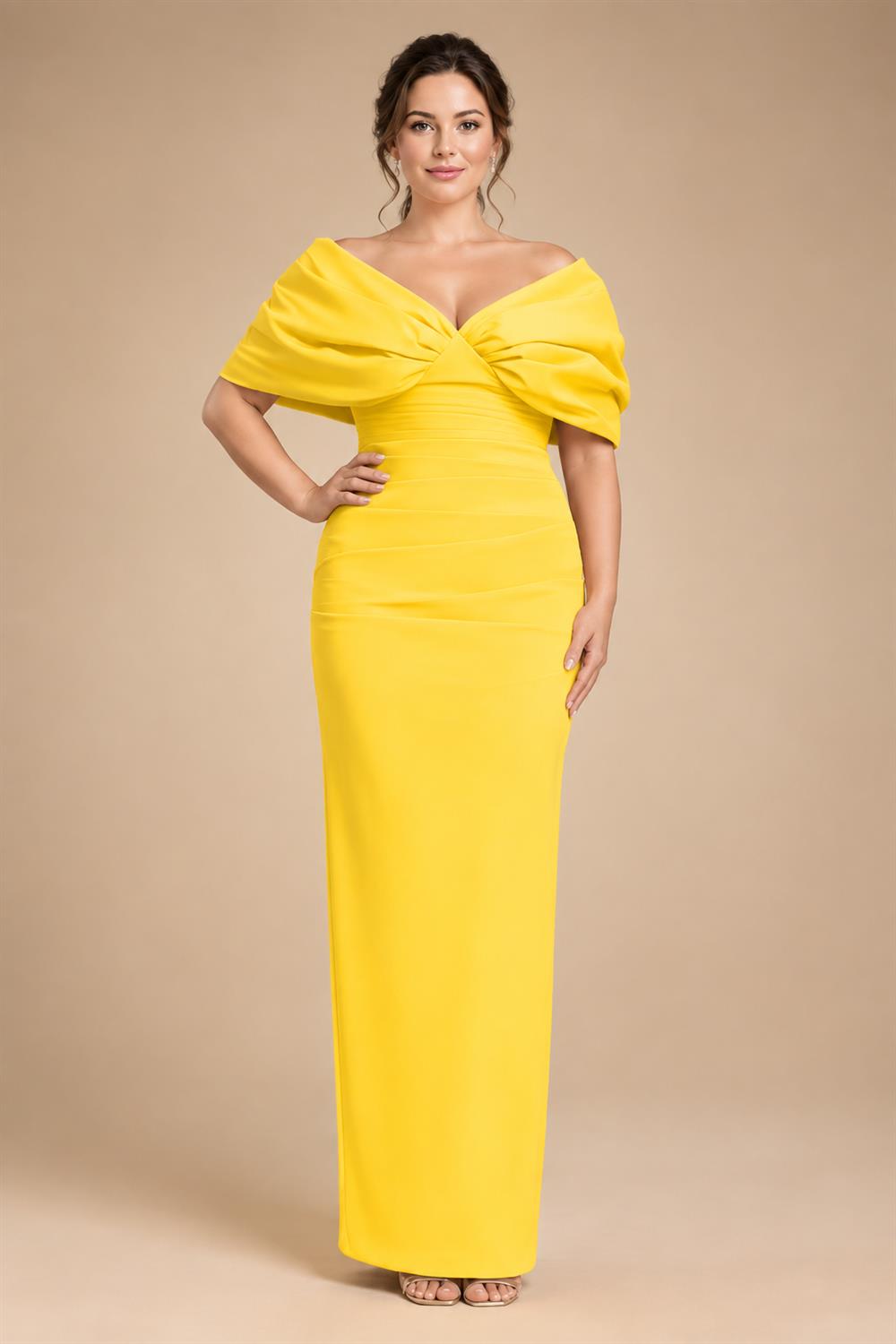 V Neck Satin Pleated Mermaid Mother of the Bride Dresses (SHIR1110589)