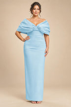 V Neck Satin Pleated Mermaid Mother of the Bride Dresses (SHIR1110589)