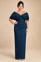 V Neck Satin Pleated Mermaid Mother of the Bride Dresses (SHIR1110589)