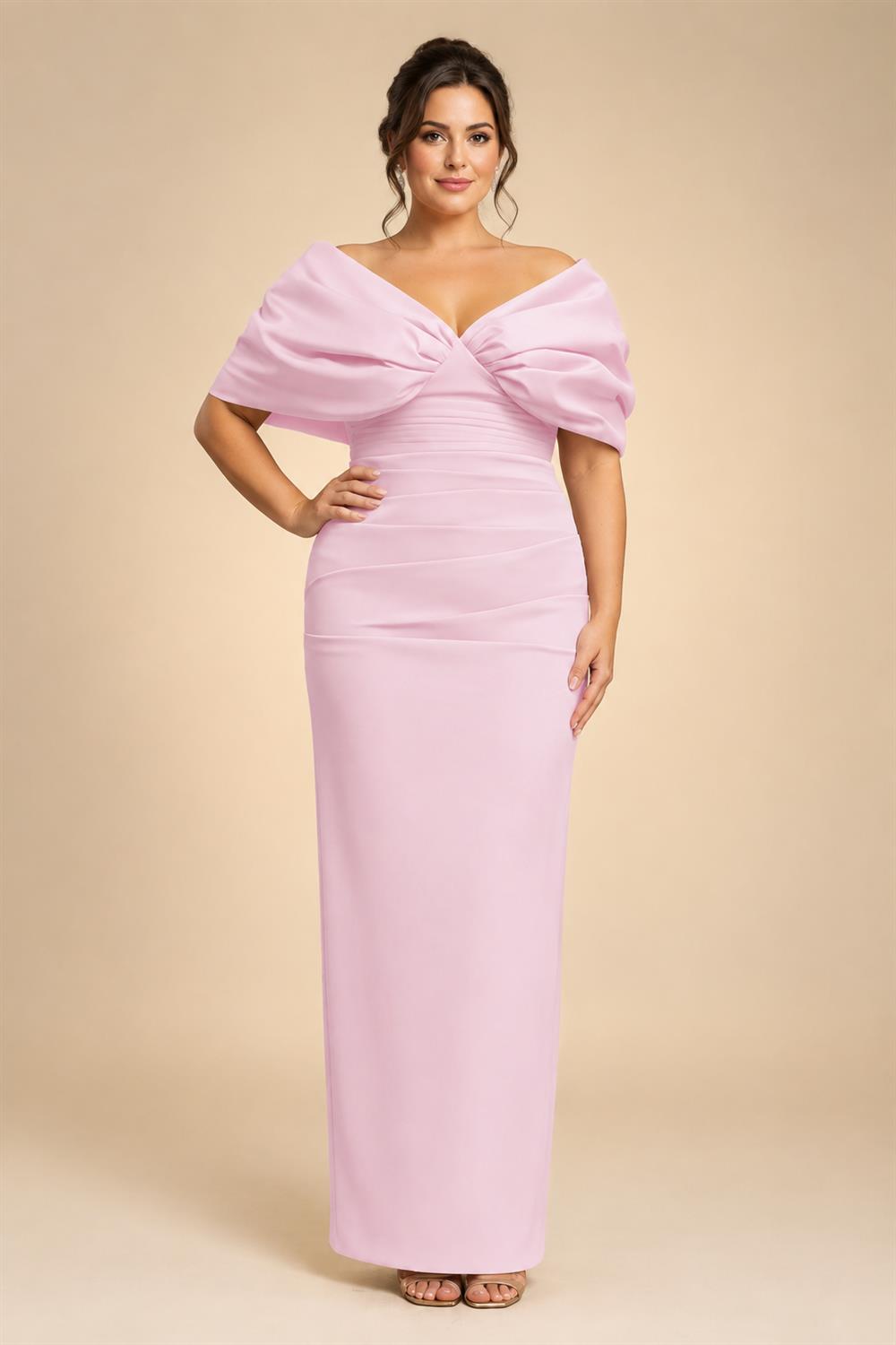 V Neck Satin Pleated Mermaid Mother of the Bride Dresses (SHIR1110589)